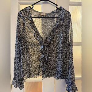 Altar'd State Black and White Floral Blouse